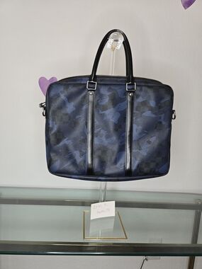 Damier Blue Camouflage Briefcase Or Documents Bag